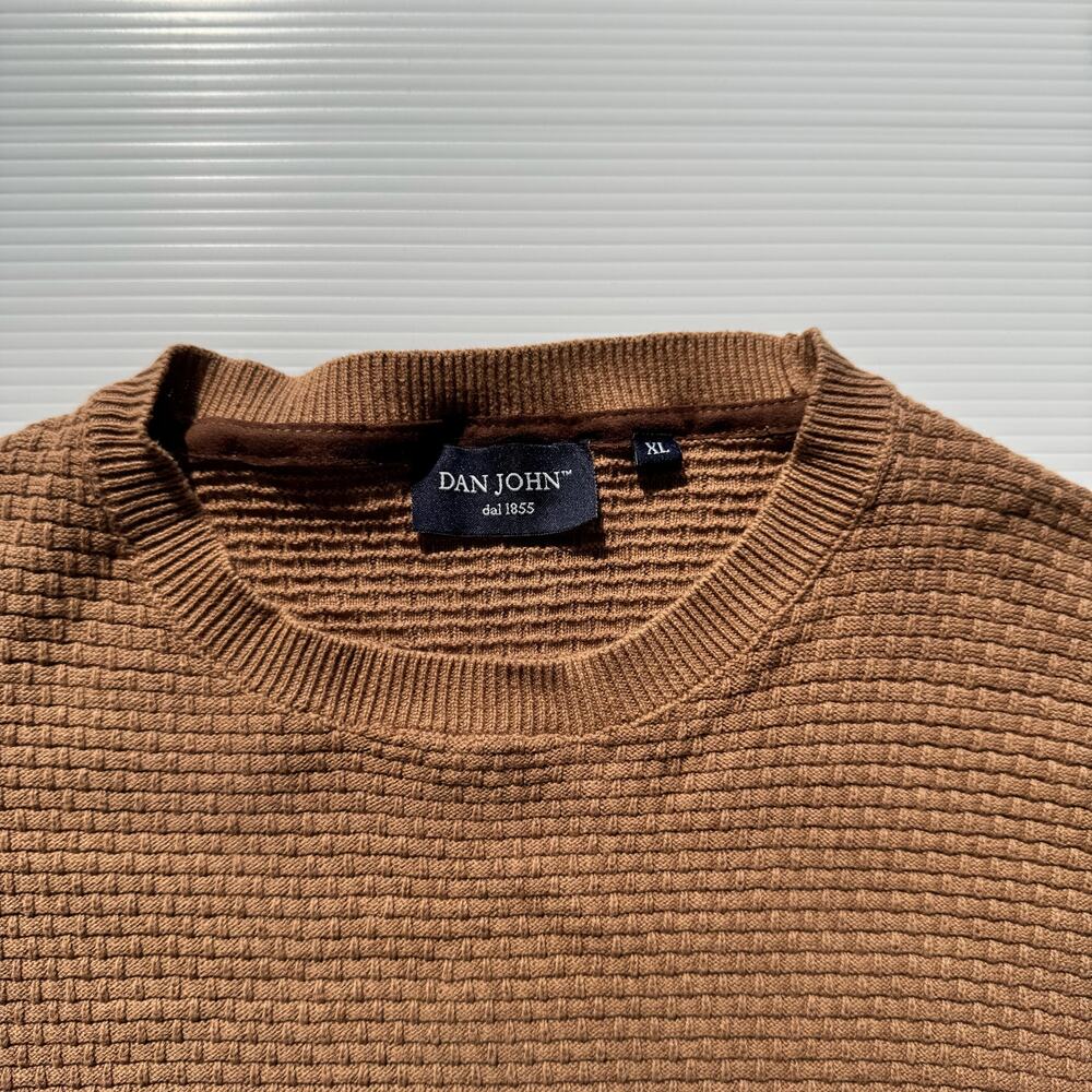 Dan John Textured Knit Long Sleeve Shirt Carmel Brown Men's XL Old Money Euro - Picture 4 of 15